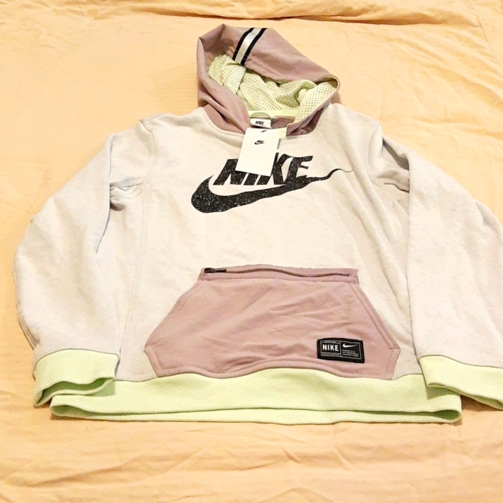 Nike youth unisex hoodie pastel color blocked multi pocket sweatshirt size XL